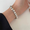 Women Fashion Silver Handmade Vintage Elegant Unique Heart Link Bracelet Bangle Jewellery