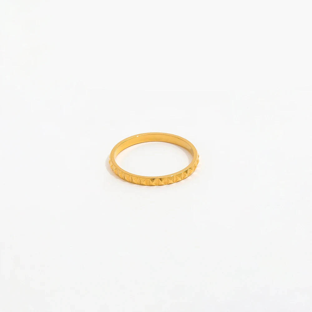 Joolim Jewelry Wholesale 18K Gold Plated Rivet Dainty Stainless Steel Rings for Women Rings