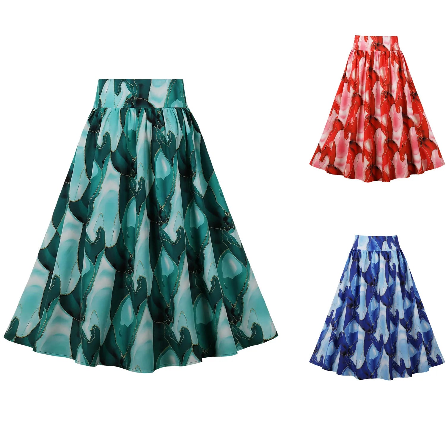 Summer Skirt  New Skirt Floral Print Shrink Long Women Skirts