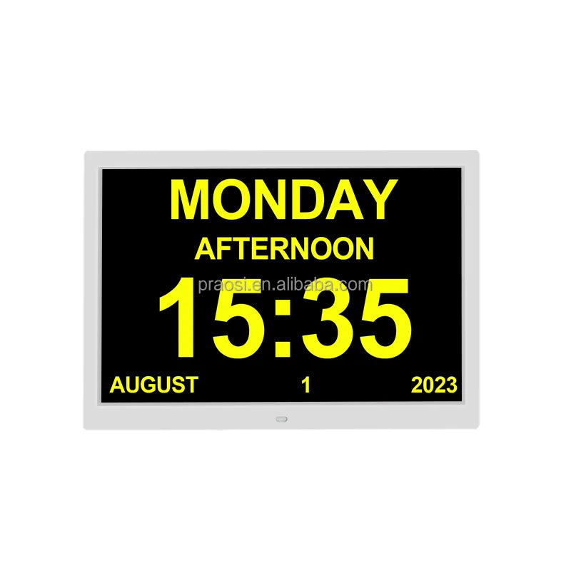 Pros Digital Day Calendar Clock 15 Inch Large Display Date Day Elderly Dementia Clock Medication Reminders Alarms Memory Loss