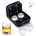 Food Grade Silicone 4 Cavity Ice Ball Maker Silicone Round Ice Sphere Cube Tray Mold with Lid for Making Ice Ball