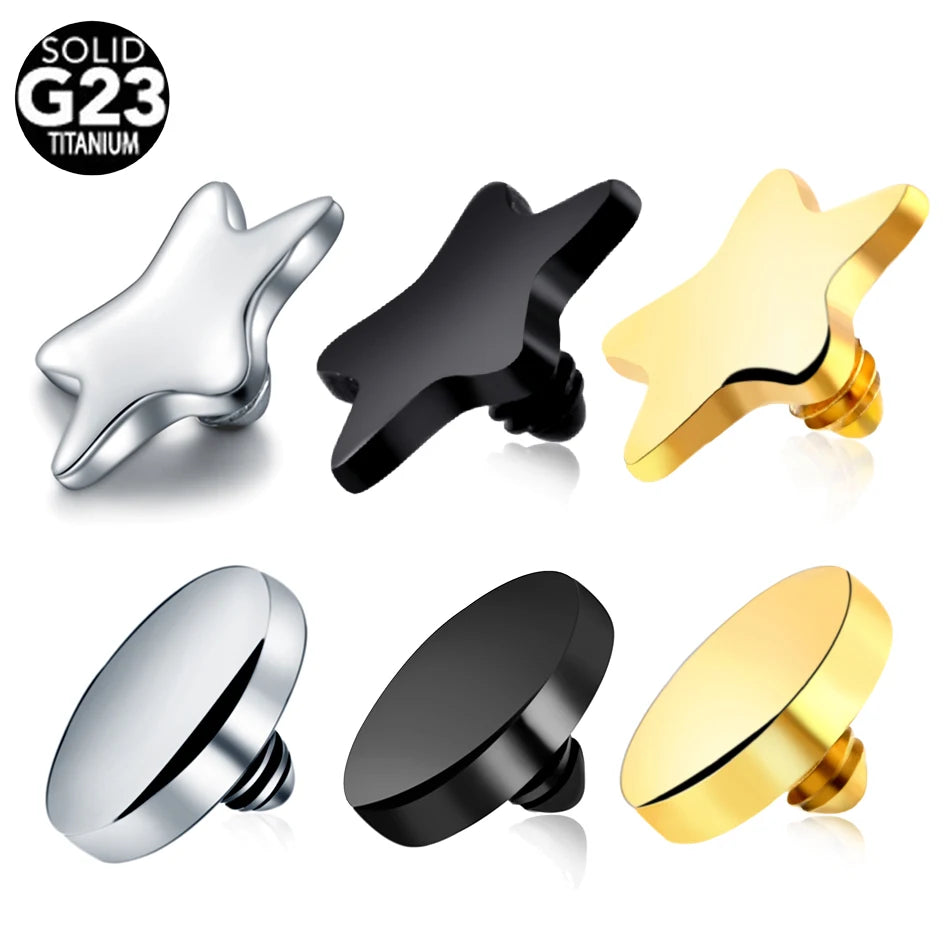 10Pcs Titanium Dermal Piercing 4MM Internally Threaded Flat Disk Star Dermal Anchor Top Skin Diver Surface Piercing Body Jewelry