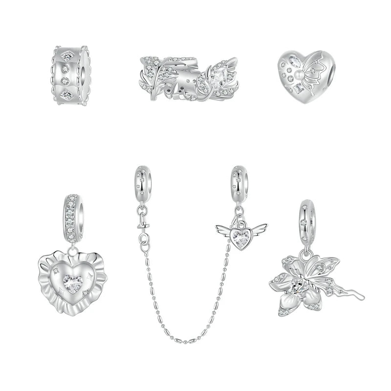 Wholesale 925 Silver Women's White Bride Pendant Necklace and Bracelet Wedding Fashion Heart Dreamy Series Pendant