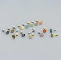 Jietao 925 Sterling Silver Jewelry Wholesale Boho Women Girls Gift Small Enamel Multi Colored Daisy Flower Stud Earrings
