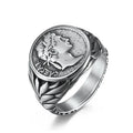 Retro Style Stainless Steel Julius Roman Empire Caesar Head Coin Signet Ring