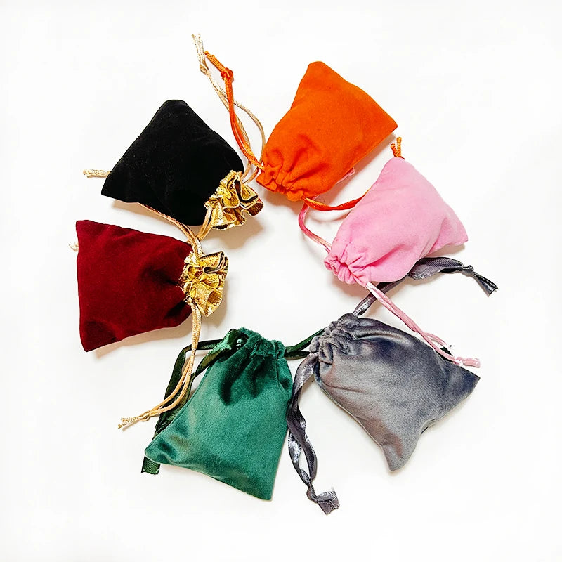 Custom Silky Velvet Drawstring Bag Custom Logo Printed Drawstring Jewelry Ring Bag Small Gift Velvet Bag