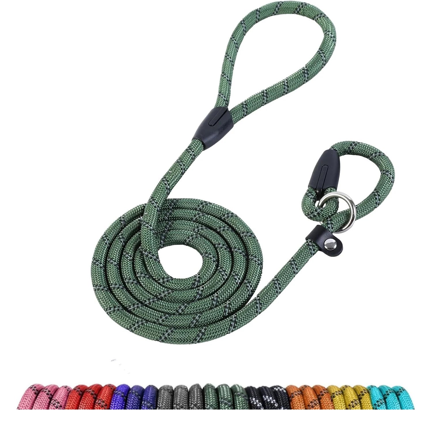 Reflective Durable Nylon Lead Dog Leash Heavy Duty Dog Loop Slip Leash Strong Rope Explosion-proof Dog Traction P Rope Pet Leash