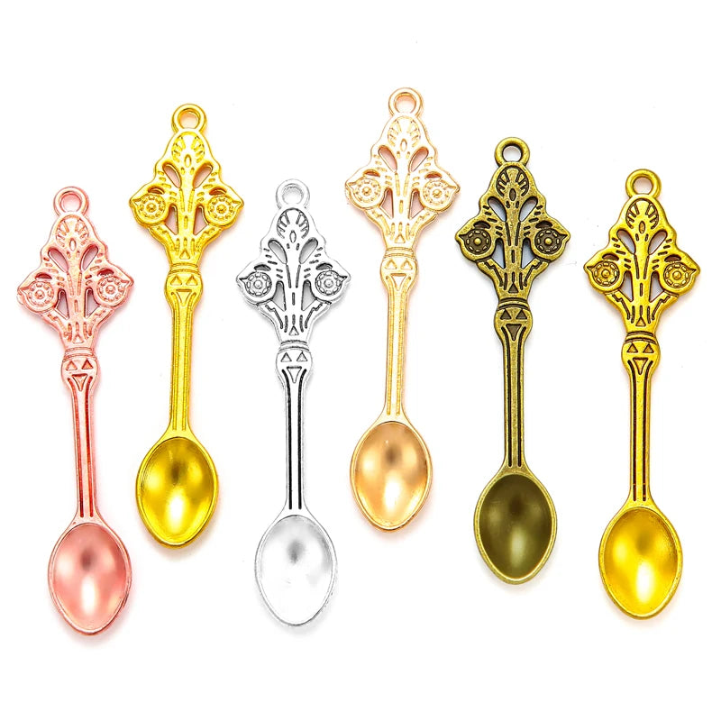 YuenZ Alloy 6 Colors Spoon Charms DIY Jewelry Findings Pendants for Necklace Jewelry Making 61*16mm J463
