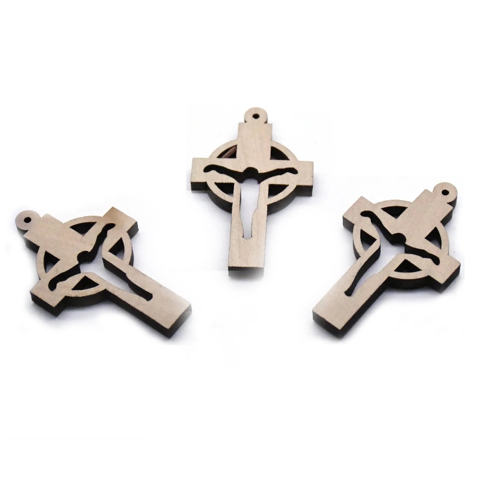 Holy Christian Church Mini Handmade Unfinished Wood Jesus Cross Pendant Charms Necklace Crafts Wooden Crucifix Gift Religious