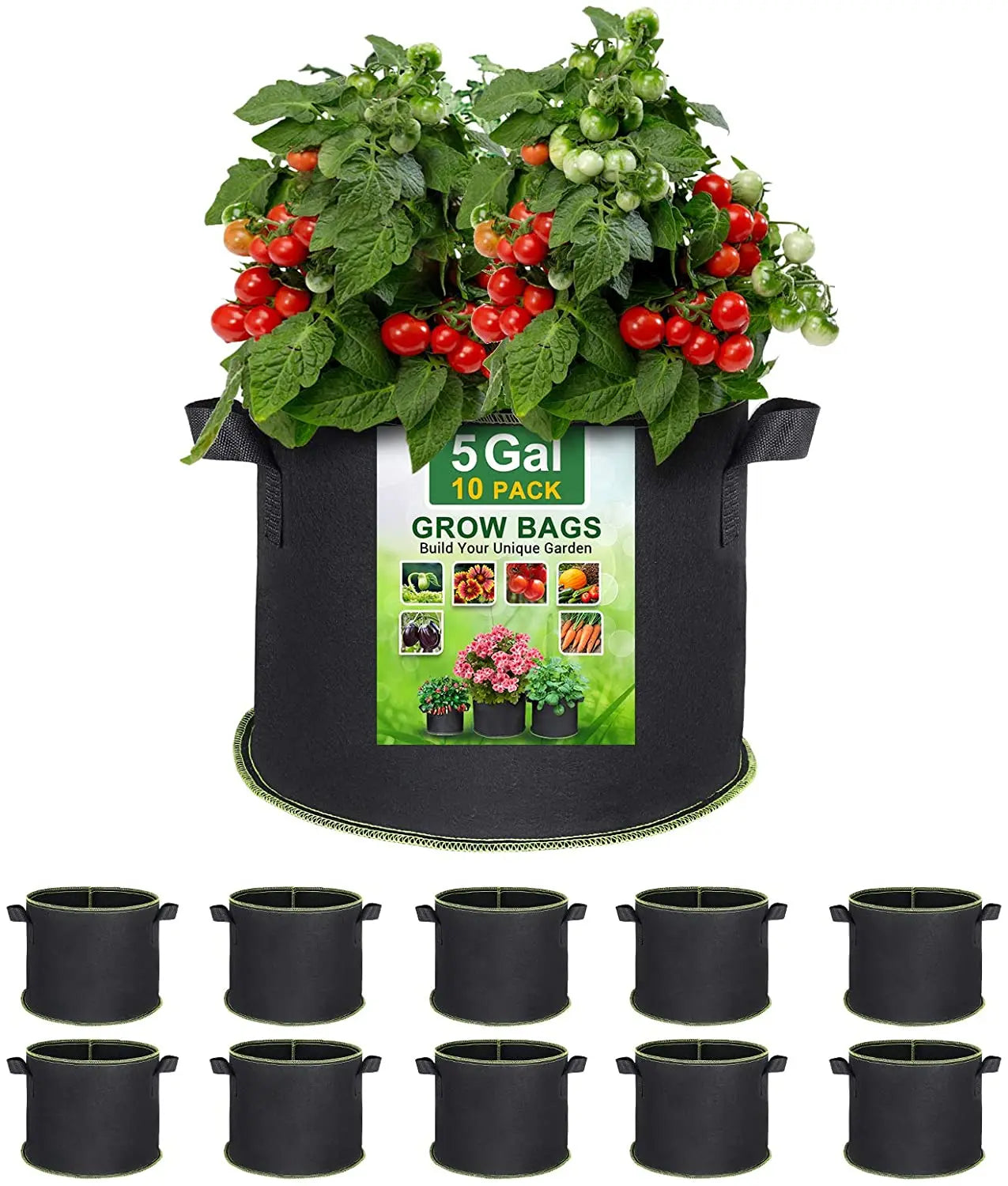 Customizable Heavy Duty 1 3 5 7 10 15 20 100 Gallon Grow Pots Thickened Nonwoven Felt Fabric Plant Grow Bags Indoor Outdoor Use