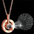 Wholesale Valentine's Day Heart Pendant 100 Languages 'I Love You' Silver Gold Plated Stainless Steel Zircon Necklace for