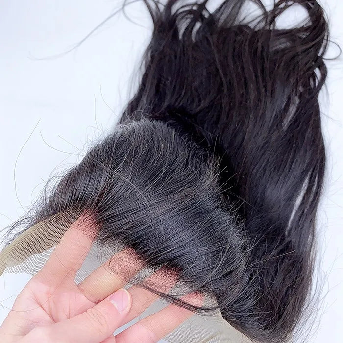 Free Part 13x6 HD for Closure 100% Brazilian Human Hair 12A Grade Remy Straight Transparent Lace Machine Double Weft