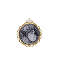 Heizun Wholesale Exquisite Black Agate Cameo 18K Gold Plated Silver Jewelry Floral Dancing Fairy Girl 925 Silver Round Pendant