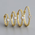 Wholesale Fashion Jewelry 925 Sterling Silver Wave Point Round Six-jaw Zircon Gold Plated Hoop Earring Jewelry for Women