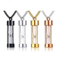 Qiuhan OEM Cremation Urn Necklace for Ashes Stainless Steel Glass Timeless Hourglass Pendant Link Chain Gift