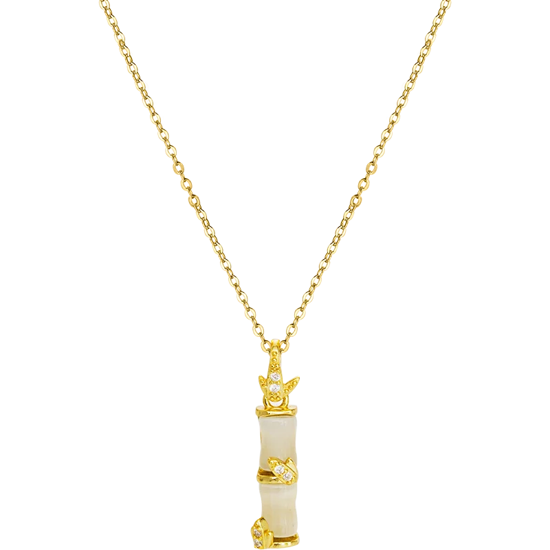 925 Sterling Silver New Fashion Snake Chain Bamboo Shape Pendant Necklace Jewelry Wholesale