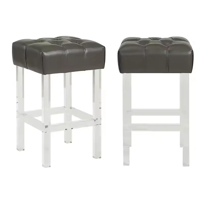 Customized Bar Chair Leather Vintage Brown Acrylic Bar Stool Chair for Counter Bar Table Kitchen