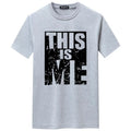 Summer Men T Shirts Casual THIS IS ME Letter Print Short Sleeve Tshirt for Men Breathable O Neck Oversize Men Clothing