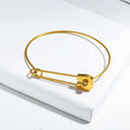 Laodun Unique Pin Metal Gold Bangle Bracelet Fashion Stainless Steel 18K Gold Vermeil Chic Jewelry Bracelet Vermeil