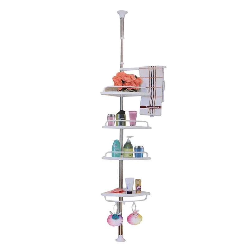 Hot Sale Plastic Wall Mounted Four-Tier Storage Racks for Bathroom and Toilet Corner Use