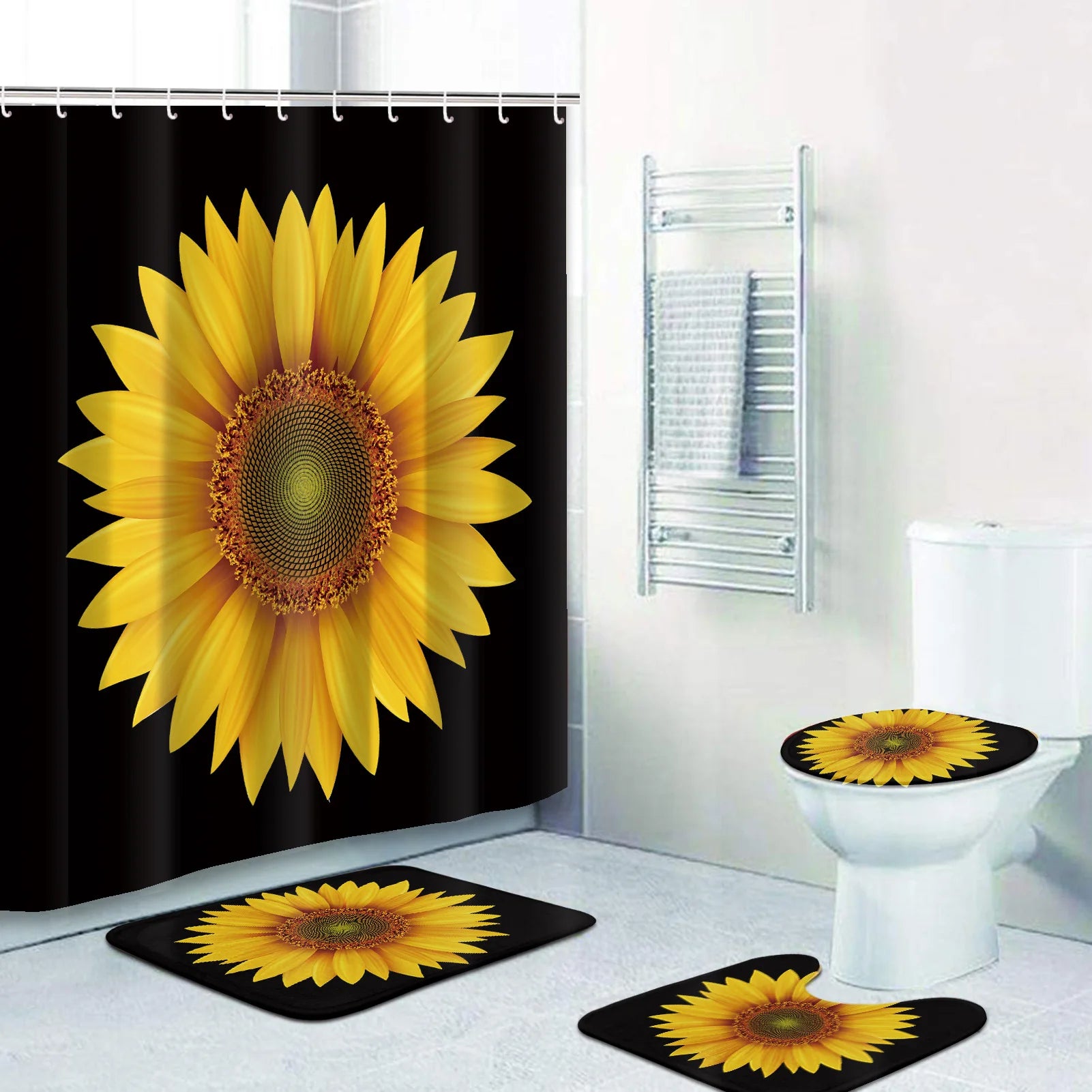 Custom Shower Curtain Printing Custom Sunflower Shower Curtain Sets 4 Pieces Bathroom