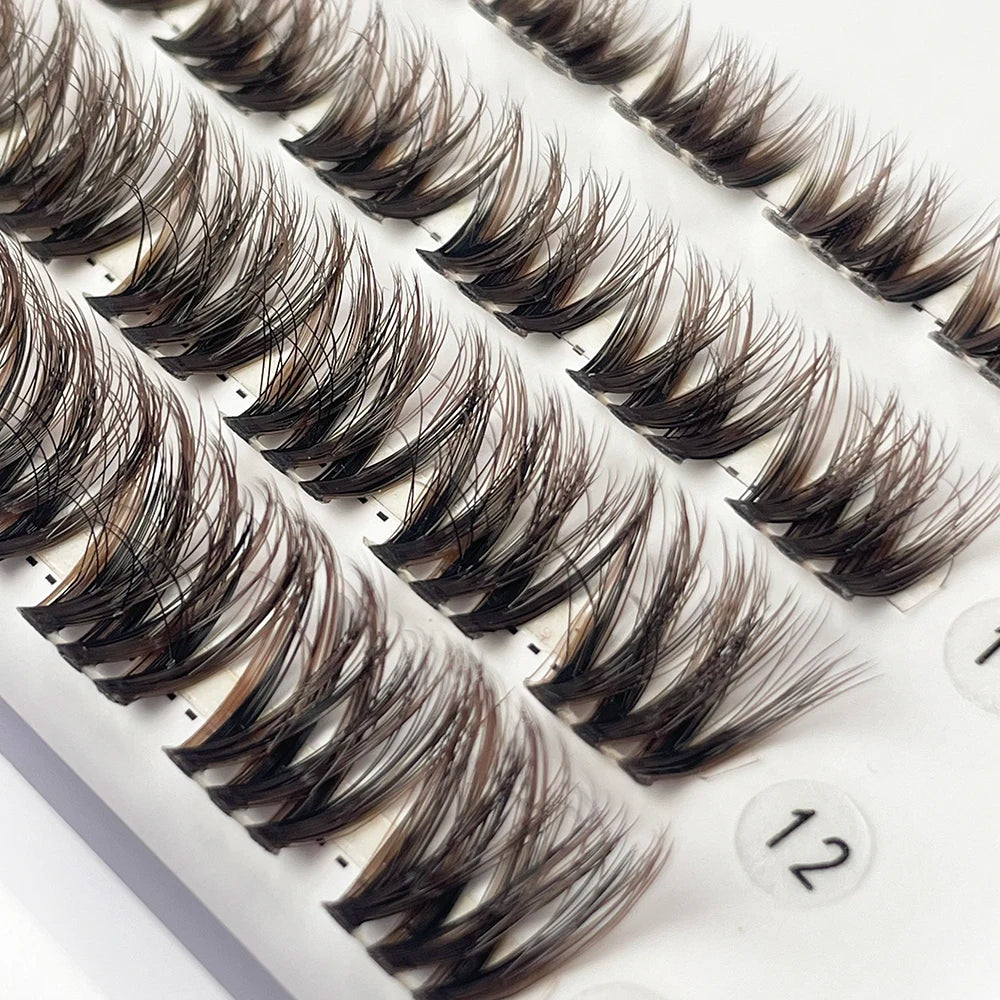 New Arrival Brown Black Pre-Cut DIY Handmade Full Volume Faux Mink Cluster Eyelashes Segment Lashes Full Strip 1 Step Press Lash
