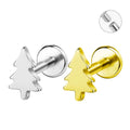 ASTM F136 Titanium Vintage Christmas Tree Shape 16G Internally Threaded Labret Piercing Jewelry Gold Plated Gift Weddings