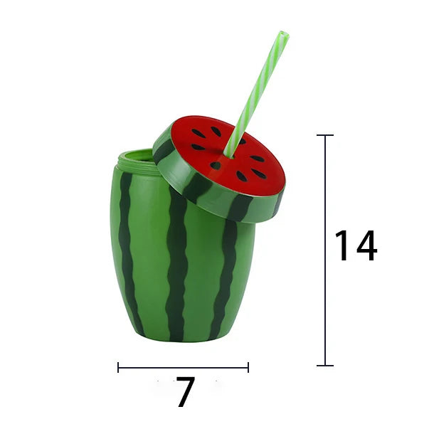 Disposable Plastic Sippy Cup Customizable Watermelon-Shaped Water Bottle Beach Camping Juice Cups