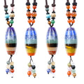 Natural 7 Chakra Crystal Gem Crescent Chakras Barrel Beads Healing Stone Pendant Women's Necklace
