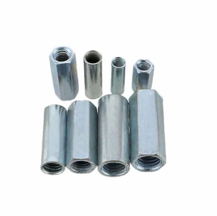 M4M5M6M8M10M36 Carbon Steel Galvanized Connecting Nut Internal Thread Coupling Nut Long Hex Nut Zinc Plated