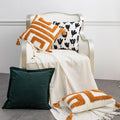 Neutral Orange Tufted Throw Pillow Cover Cushion Cover With Tassel for Couch Sofa Bedroom