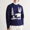 Manufacturer Custom Design Men's Knit Intarsia Pullover Jumper Ribbed Knit Alpaca Wool Cashmere Blend Jacquard Sweaters Men