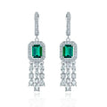 Wedding Bridal Jewelry Green Emerald Dangle Earring Drop Earrings