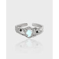 High Quality New Design S925 Sterling Silver Creative Irregular Grain Moonstone Rings for Women JLB0034