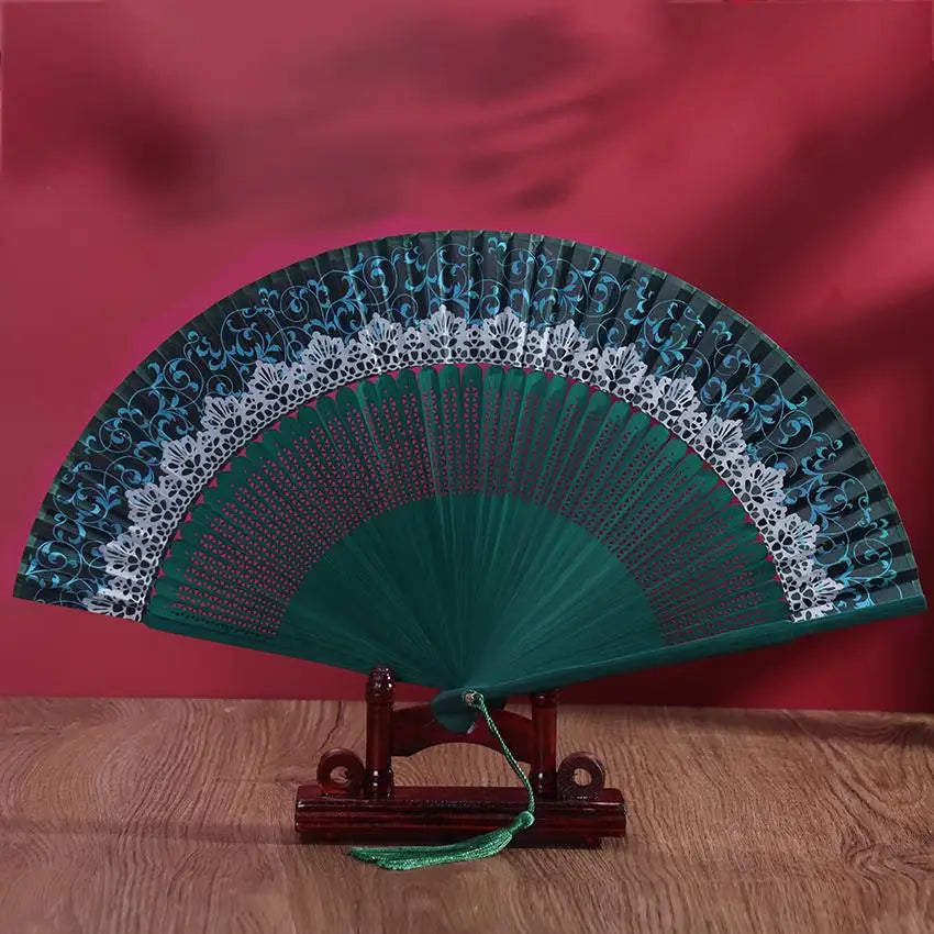 Folding Fan Lace Color Changing Fashion Bamboo Fan Japanese Style and Style Hanfu Photography Hand Fan