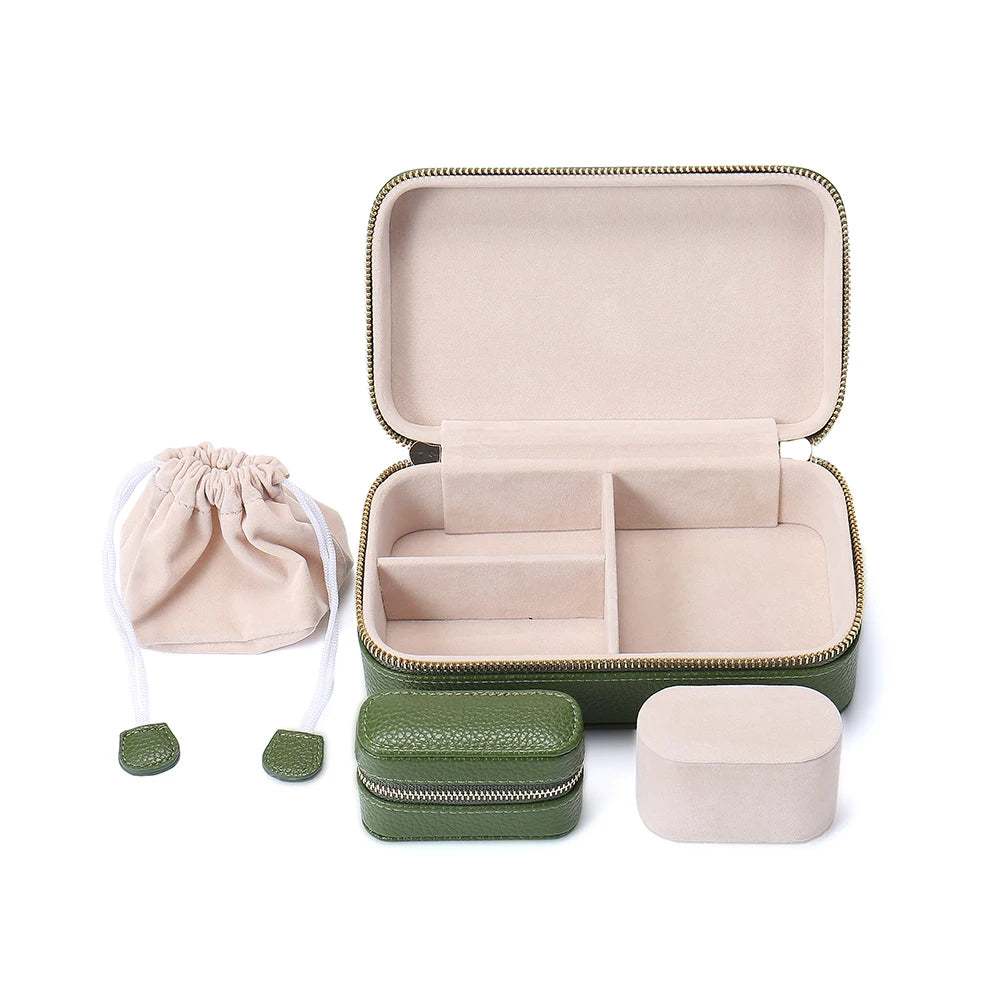 Customized Green Jewelry Set Gift Box Pu Leather Packaging Box Full Set