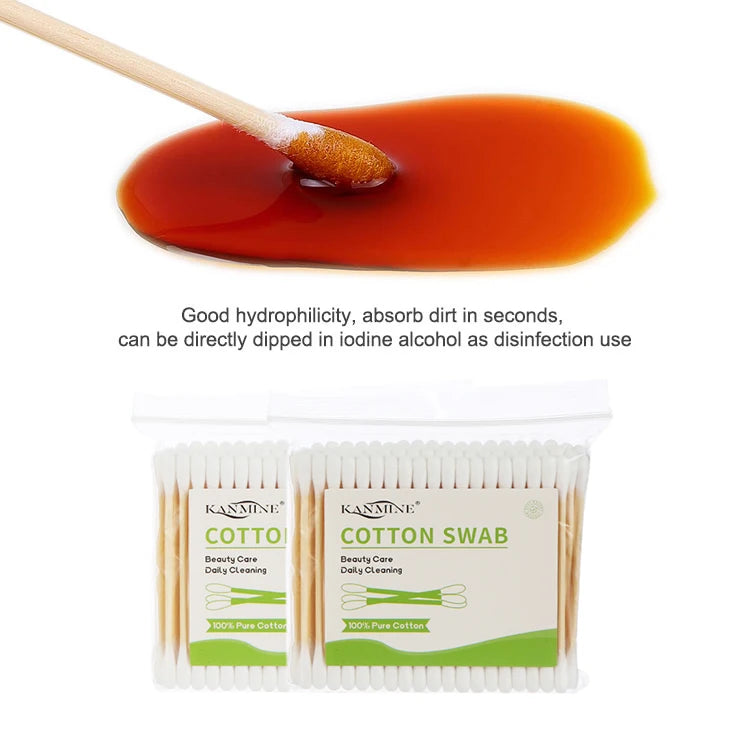 China Factory Customized Eco-friendly Disposable 100pcs Bamboo Sticks Cotton Buds Daily Use Cotton Buds