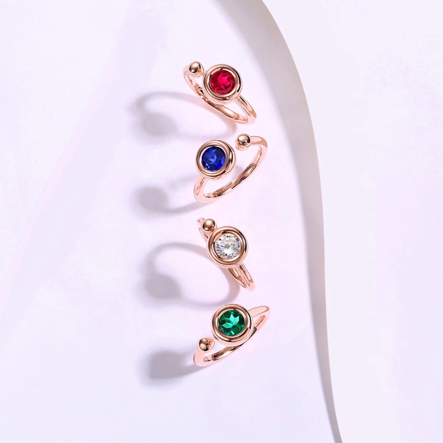 Abiding Engagement Jewellery Custom Gemstone Rose Gold Plated Wedding Women 925 Sterling Silver Moissanite Diamond Ring