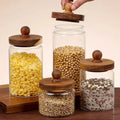 Round Airtight Coffee Tea Spice Glass Jar Kitchen Organizer Storage Bottles Sealed Glass Food Storage Jars