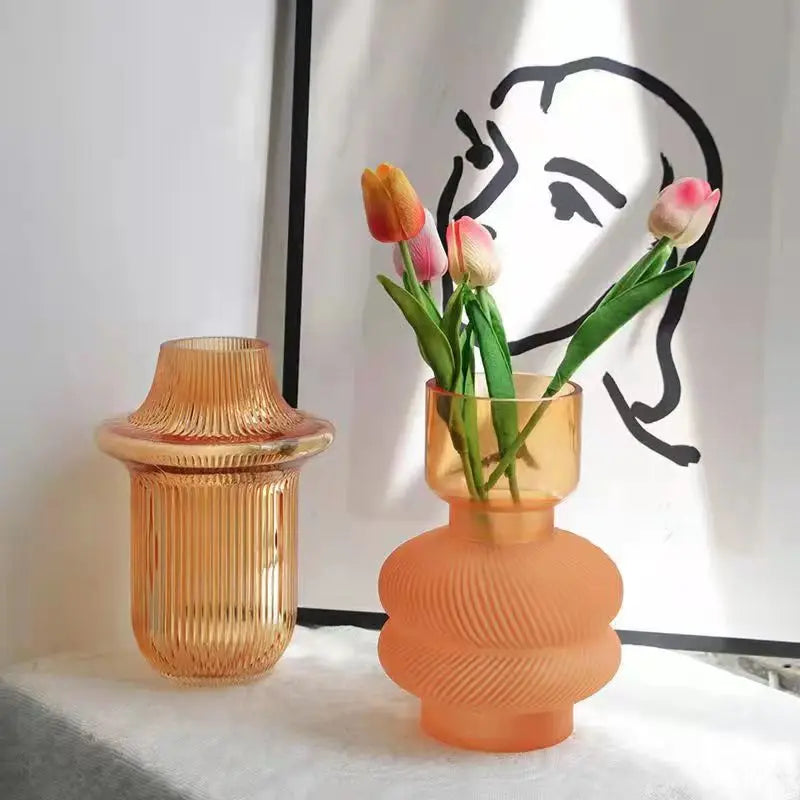 Nordic Abstract Glass Vase Transparent Flower Arrangement Creative Hydroponic Large Luxury Glass Vase
