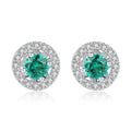 Classic Round Diamond Cz Stud Zirconia  925 Silver  Luxury Earrings