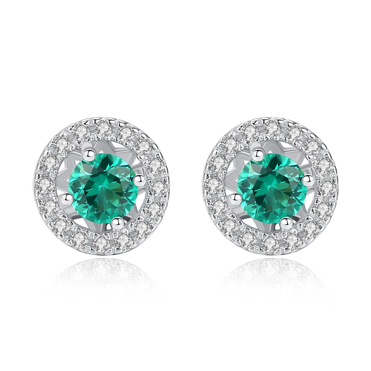 Classic Round Diamond Cz Stud Zirconia  925 Silver  Luxury Earrings
