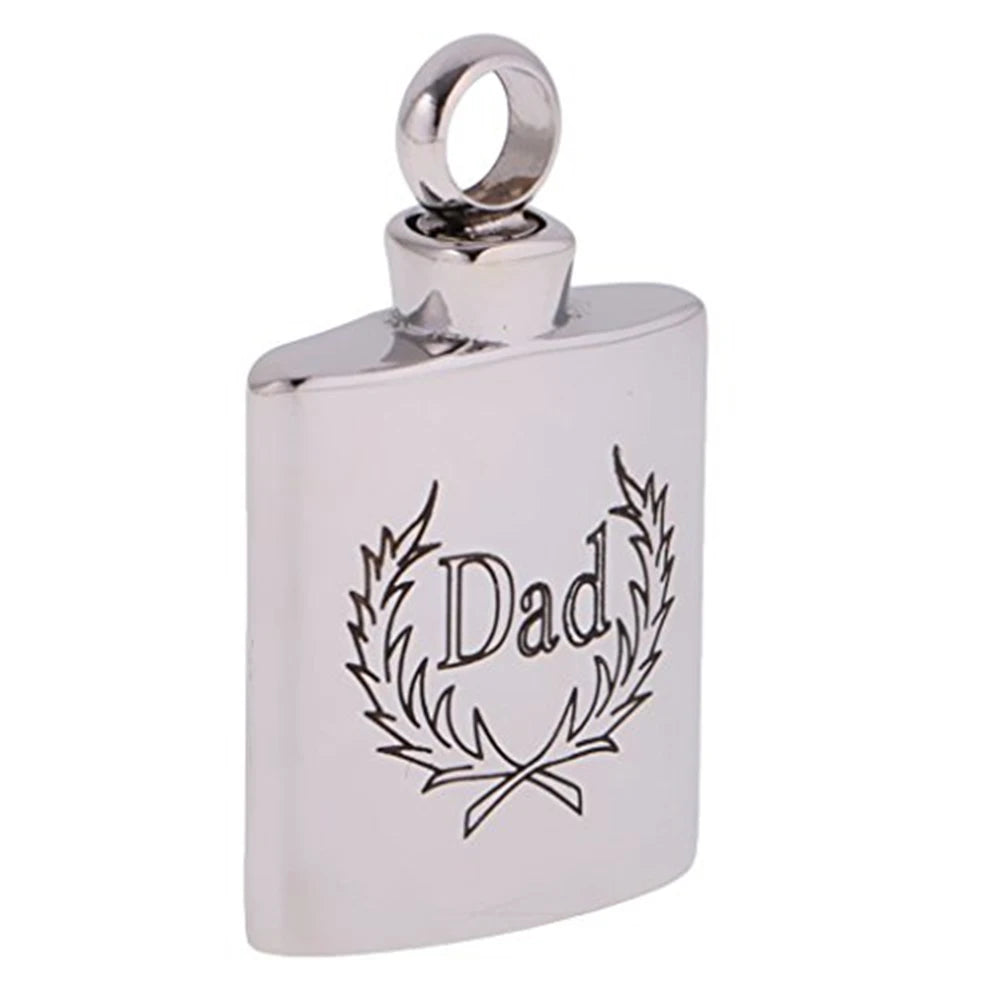 Stainless Steel Silver Plated Vintage Cremation Jewelry Hip Flask Dad Keepsake Pendant Necklace Ash Souvenir Tree Memento Urn