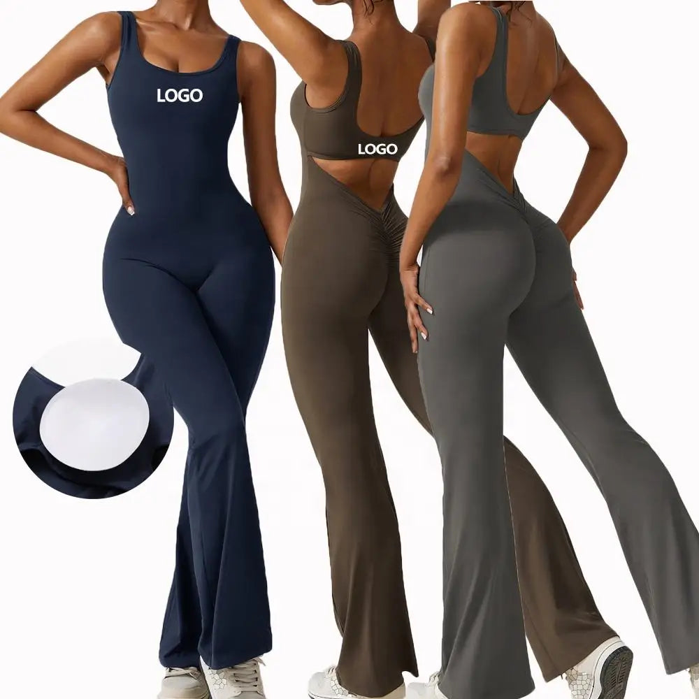 JY Wholesale Women's Backless Yoga Workout Bodysuit Four-Way Stretch Spandex/Nylon Eco-Friendly Full-Length Gym Sportswear