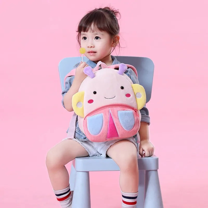 Cute Cartoon Animal Plush Backpack for Students Design with Custom Printing Option Double-Shoulder Kindergarten Schoolbag