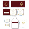Chinese Style Burgundy Velvet Pocket Fold Wedding Invitation Card with Envelope