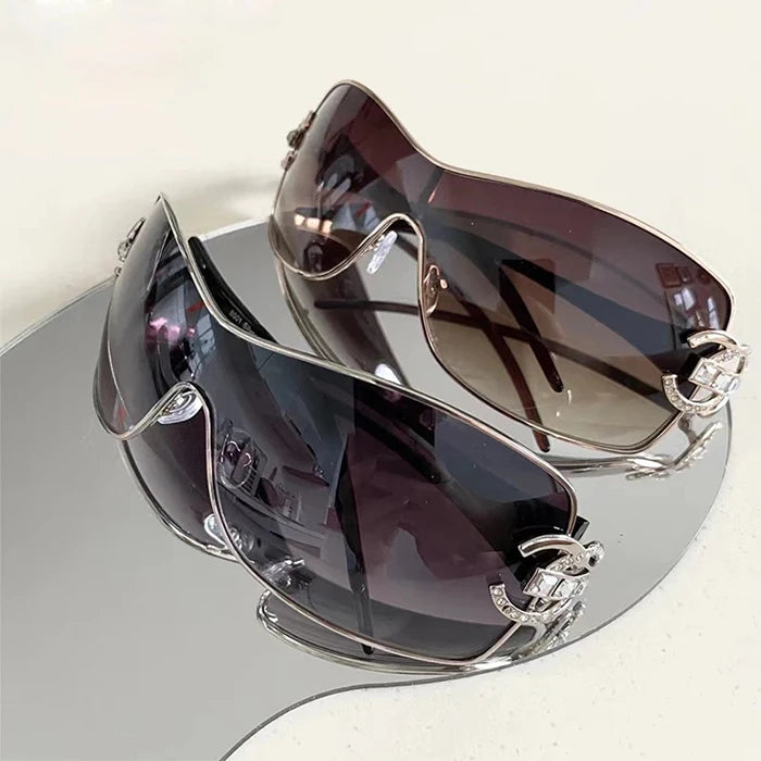 UV400 Feminino De Sol Gafa Women Vintage Lady Summer Style Sun Shades Sun Glasses Y2K One Piece Oversized Sunglasses