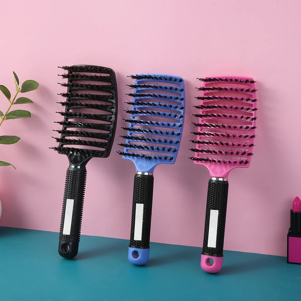 Wholesale Custom Logo Vent Detangling Hair Extension Brush Boar Nylon Bristle Plastic Handle Home Use Massage BeauteMecca