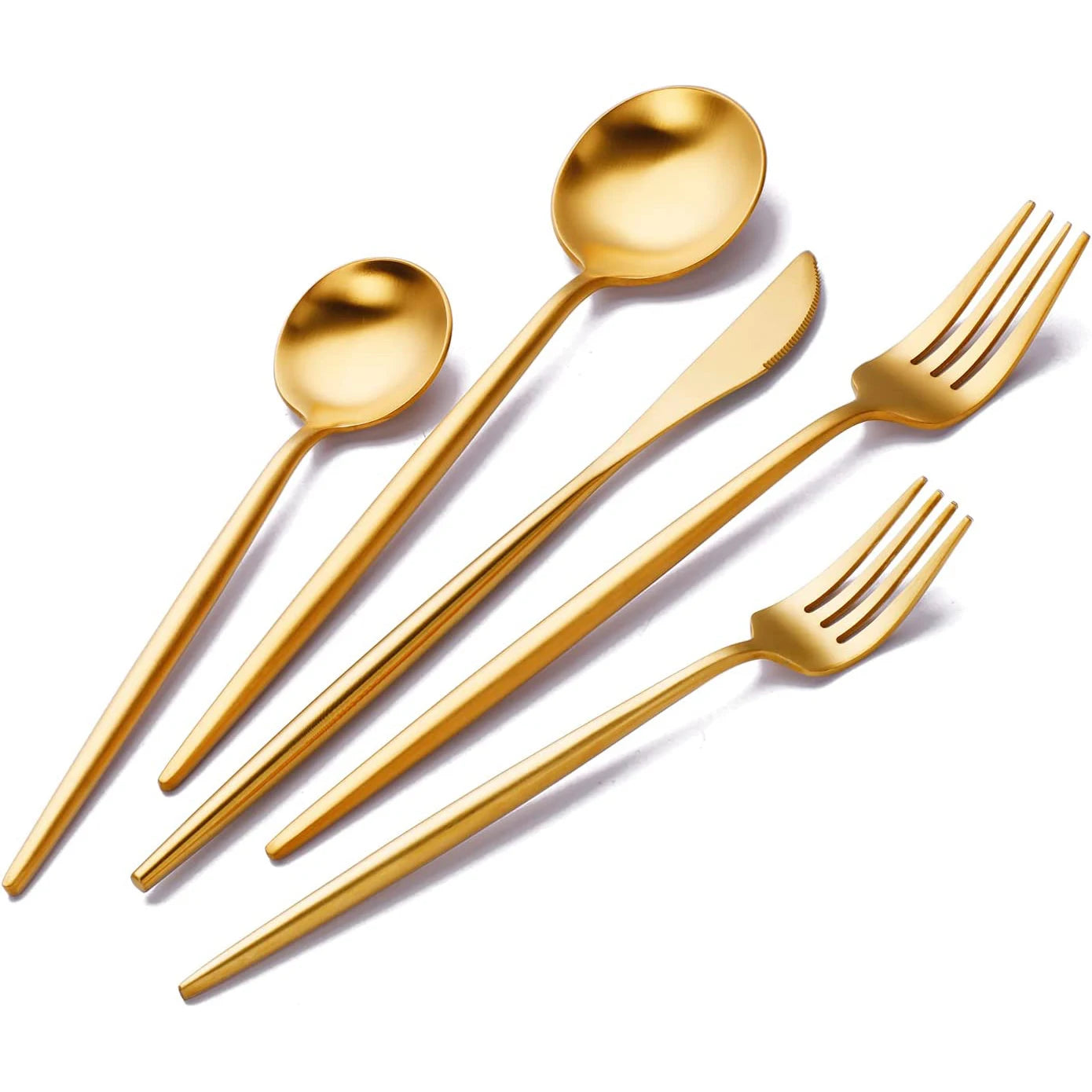 Wholesale Luxury Restaurant Wedding Gold Spoon and Fork Set Golden Cutlery Flatware Set
