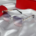 Square Rimless Diamond Sunglasses Women 2022 Luxury Rhinestone Fashion Frameless Sun Glasses for Ladies Trendy Cat Eye Sunglass